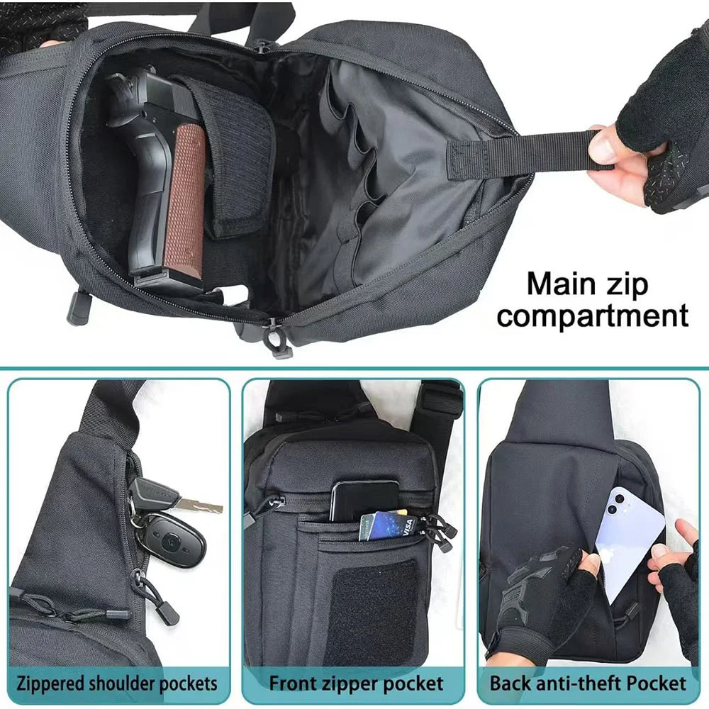 Bag for Men & Women - EDC Shoulder Bag Tactical - Crossbody Concealed Carry Bag - Mens Chest Pack with Multi-Pocket Storage