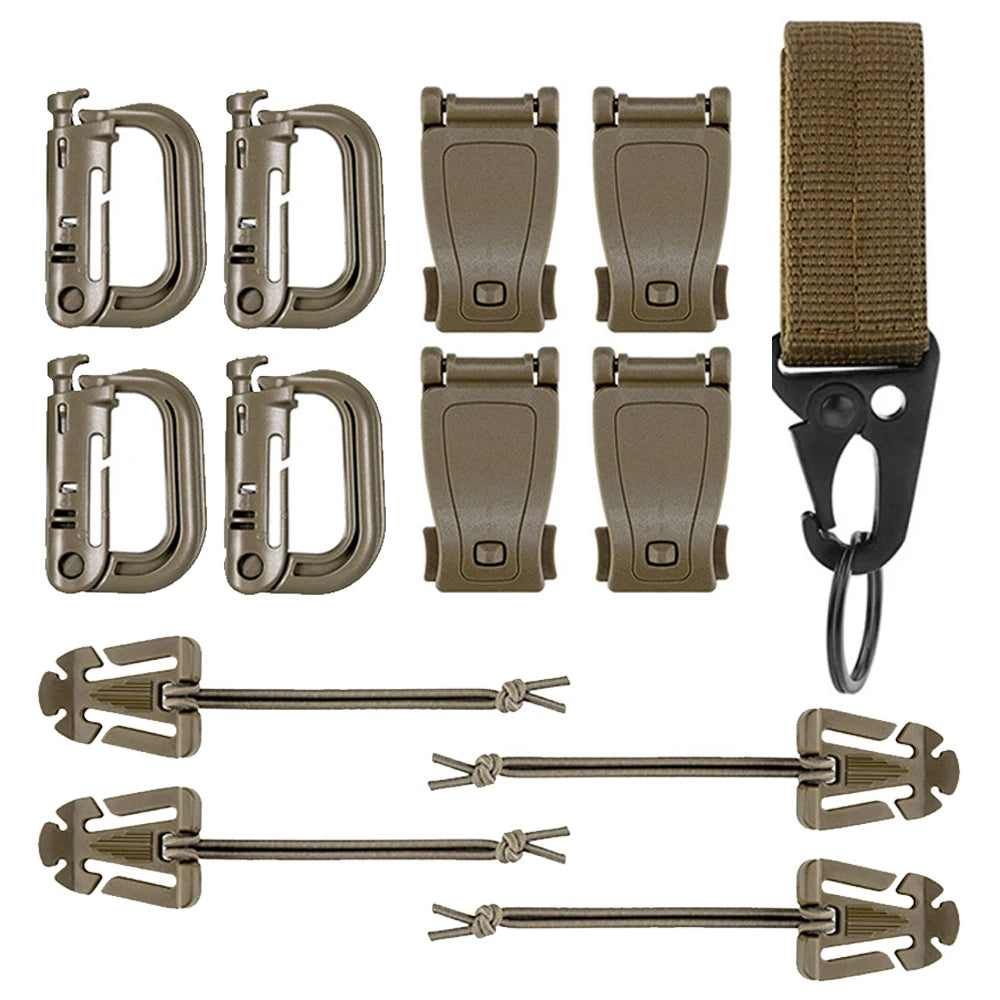 Molle Accessories Kit of 13 Outdoor Tactical Backpack Vest Waistband Locking Gear Mesh Support Elastic Buckle Hunting accessory