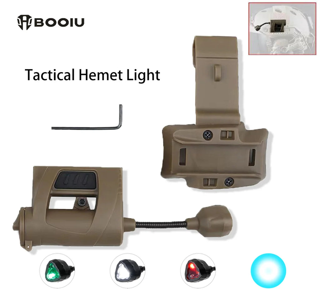 BOOIU Tactical Helmet Light MPLS 3 Mode LED Flashlight Laser Helmet Lamp Outdoor Hunting Cycling Airsoft Safety Helmet Light