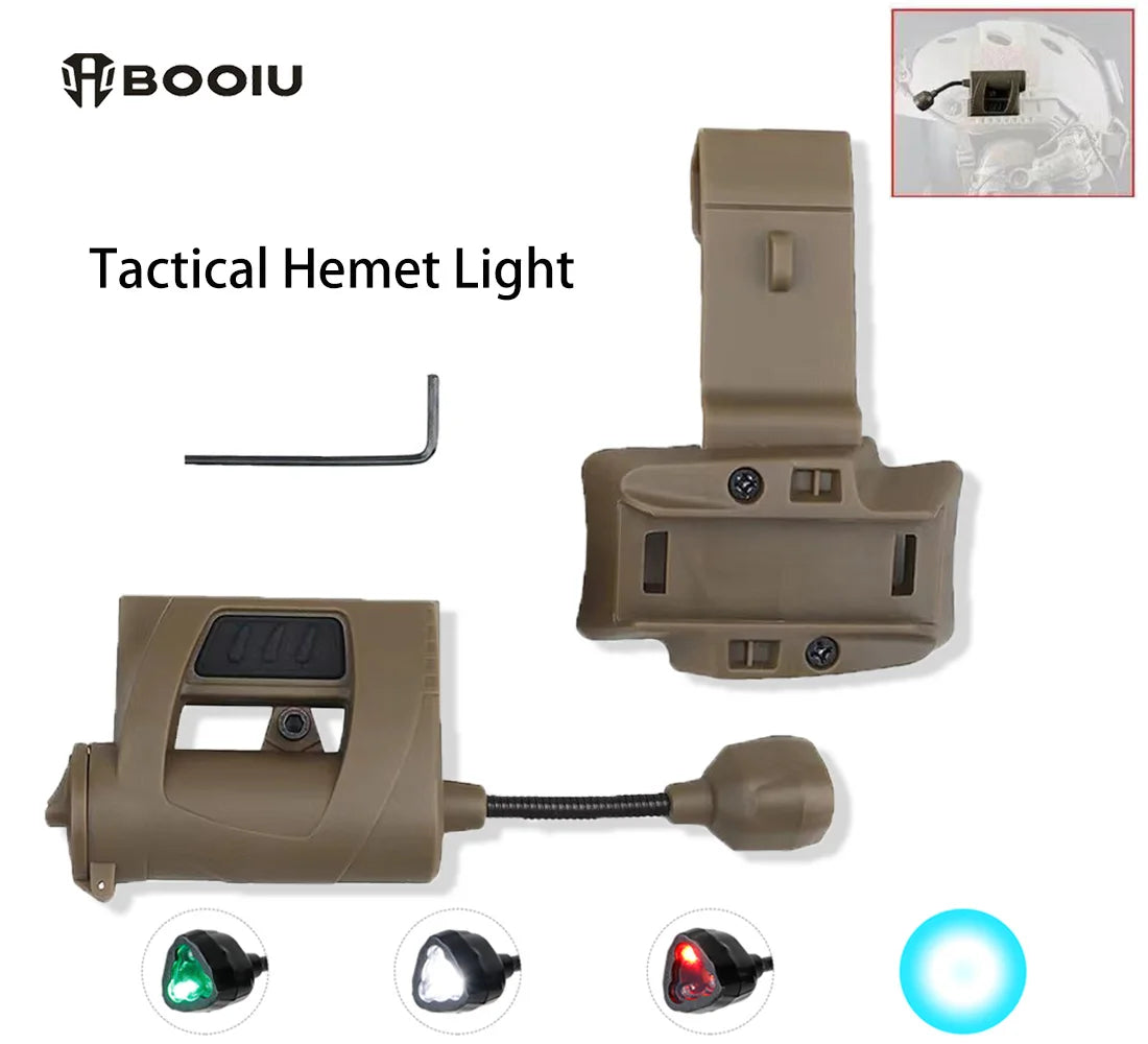 BOOIU Tactical Helmet Light MPLS 3 Mode LED Flashlight Laser Helmet Lamp Outdoor Hunting Cycling Airsoft Safety Helmet Light