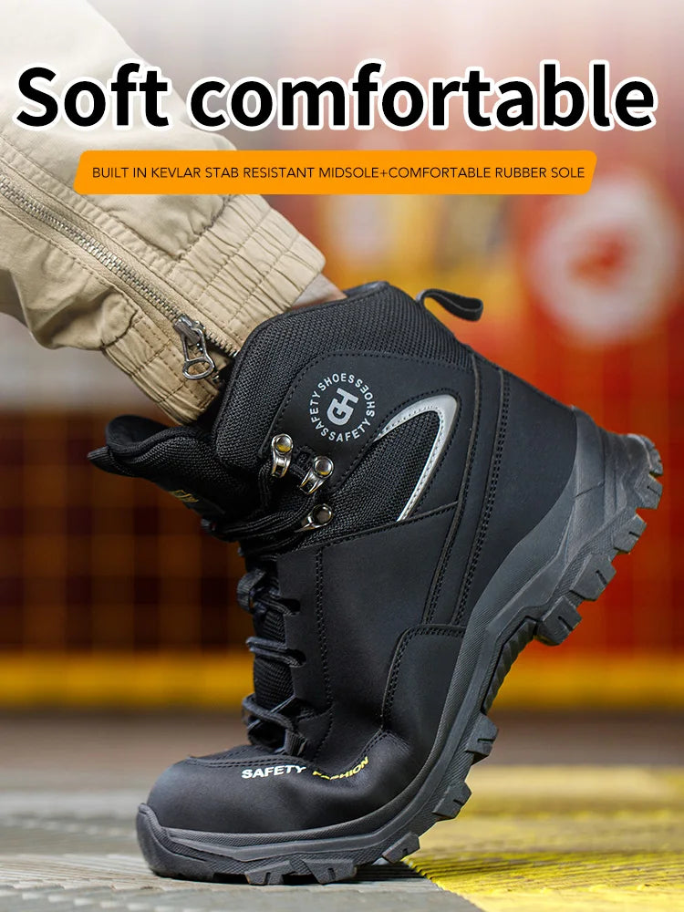 Men Work Safety Boots Waterproof Anti-smash Anti Puncture Work Shoes Indestructible Non-slip Protective Men Safety Shoes