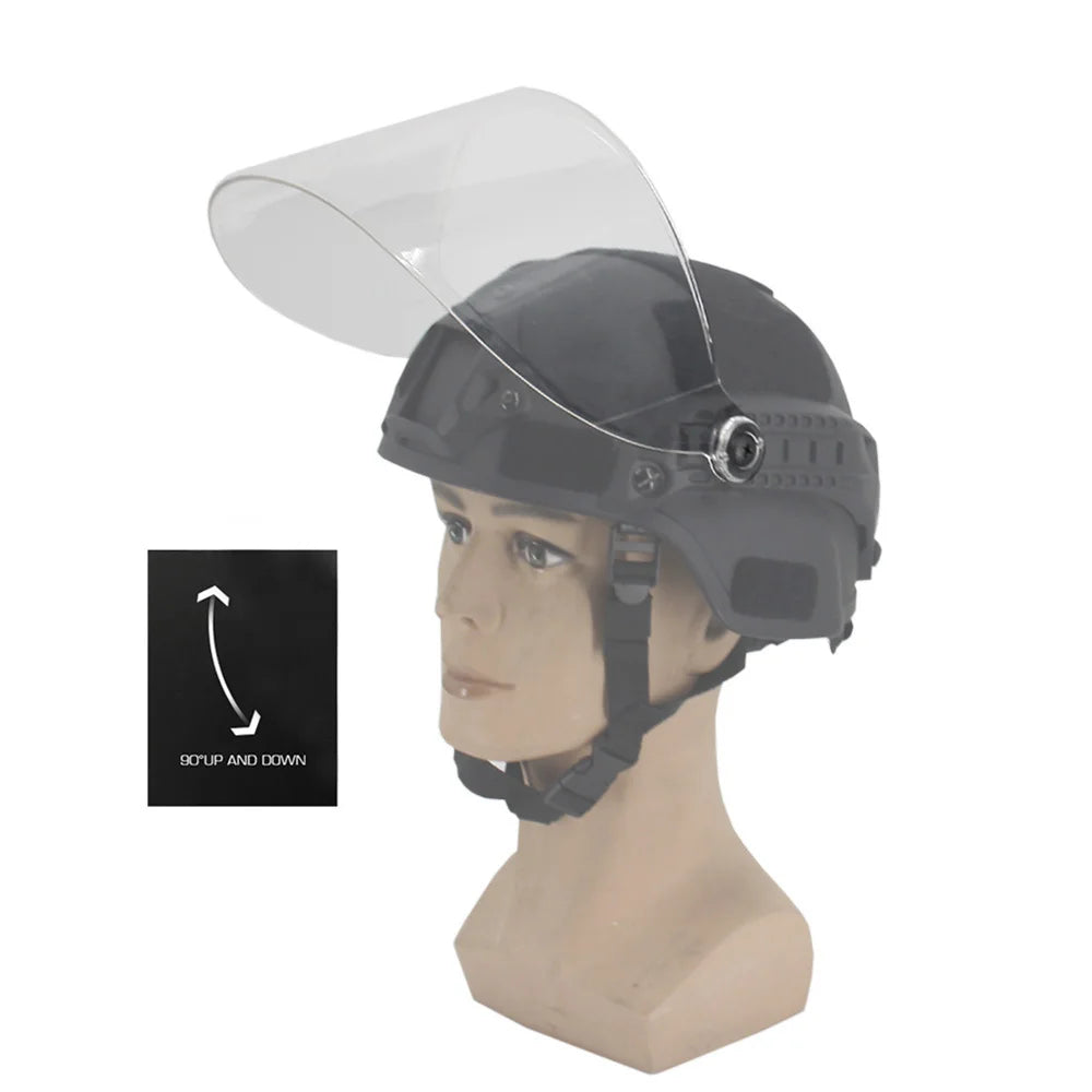 New Style Lengthen FAST MICH Helmet Flip Goggles Windshield Lens Riot Mask Airsoft Paintball CS Wargame Protection Goggles