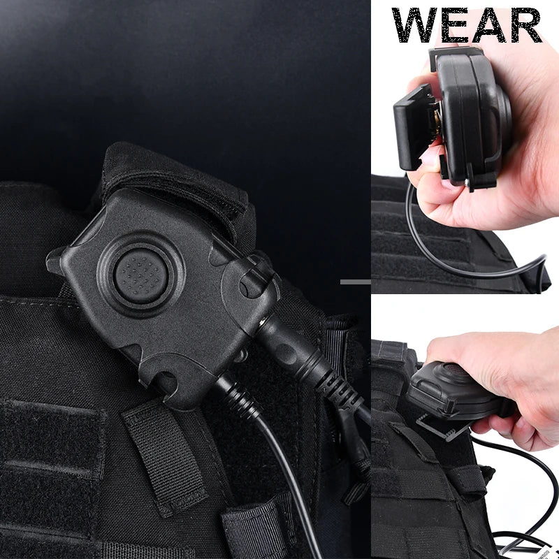 WADSN PTT Tactical Headset Interphone Button for Kenwood Motorola Walkie Talkie Airsoft Accessories IPSC TCI