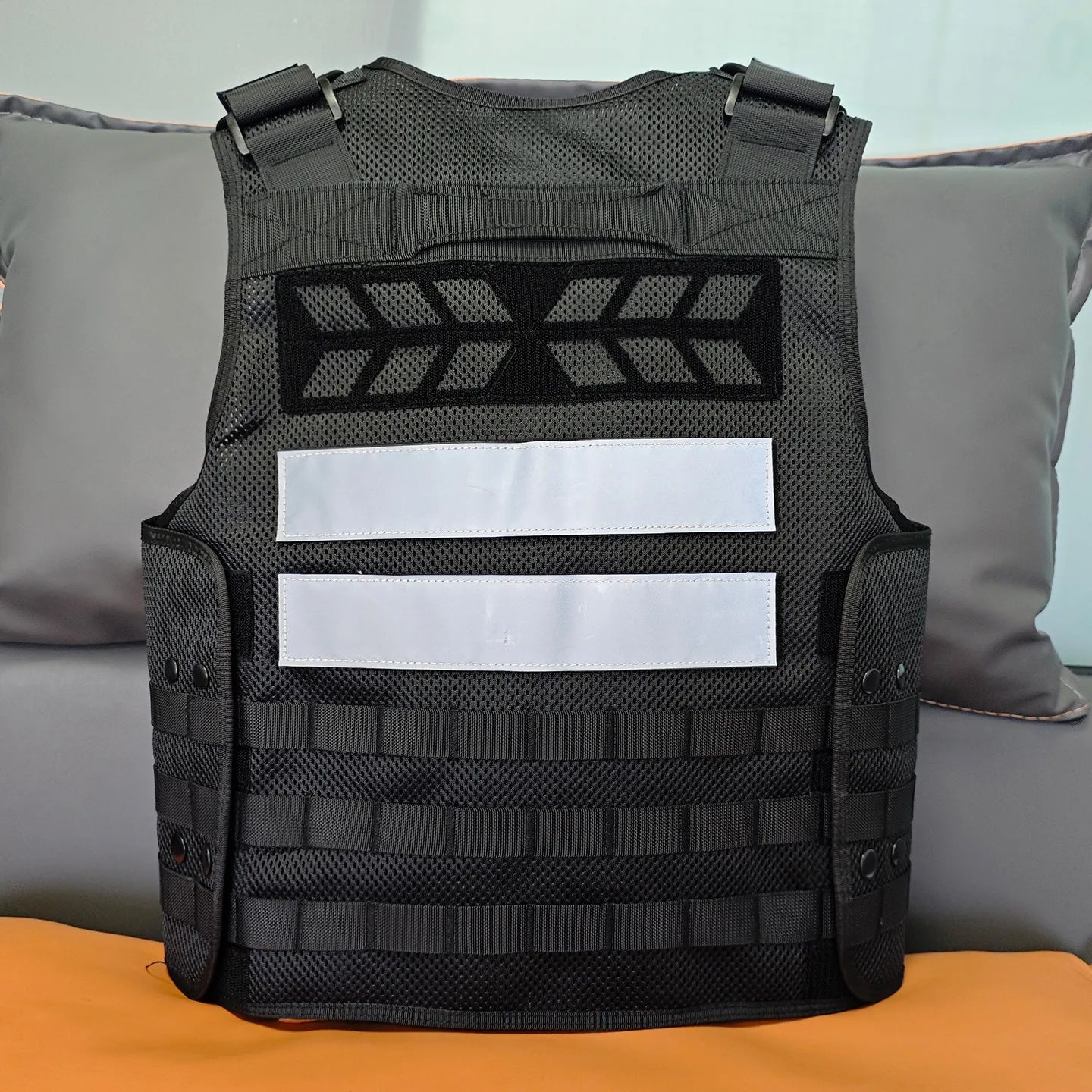 Multi functional tactical reflective vest, summer breathable commuting vest, service woven belt version, back cover, large capac