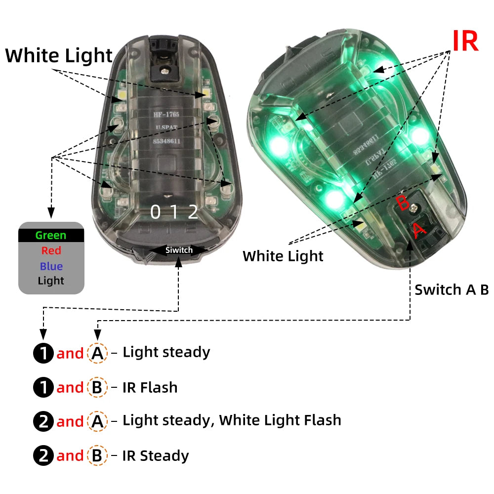 BOOIU Tactical Helmet Light Signal Light with LED IR/Strobe IFF Helmet Light Flashlight Survival Signal Light for Outdoor Sport
