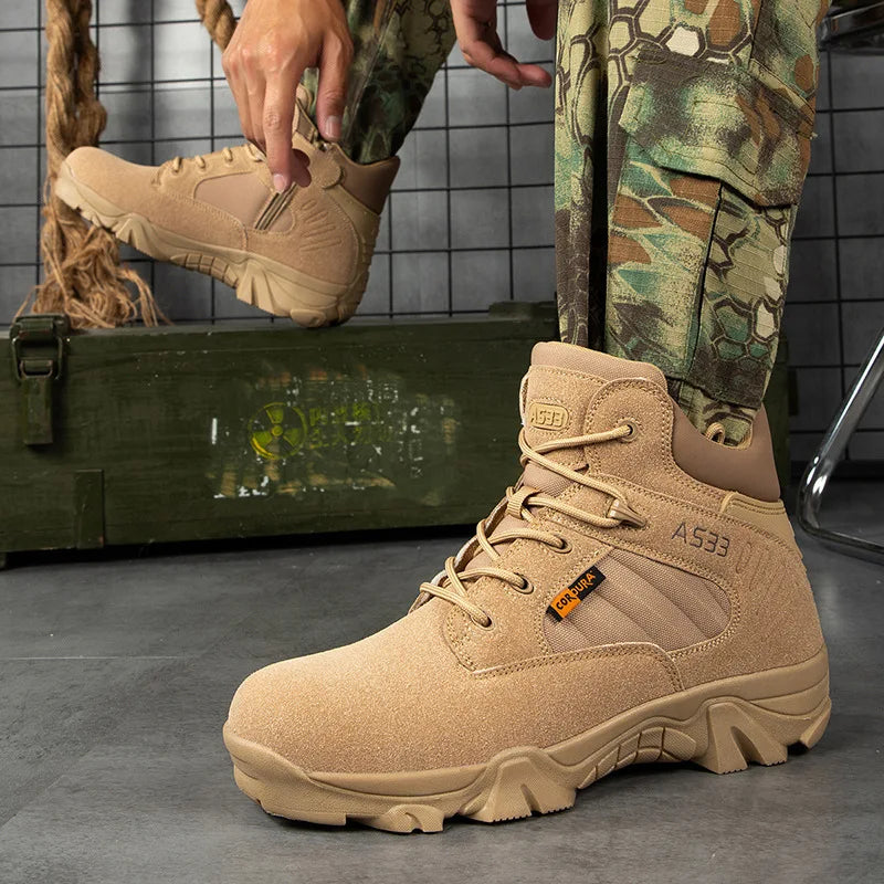 New Men Tactical Boots Army Boots Mens Military Desert Waterproof Work Safety Shoes Climbing Hiking Shoes Ankle Outdoor PUBG