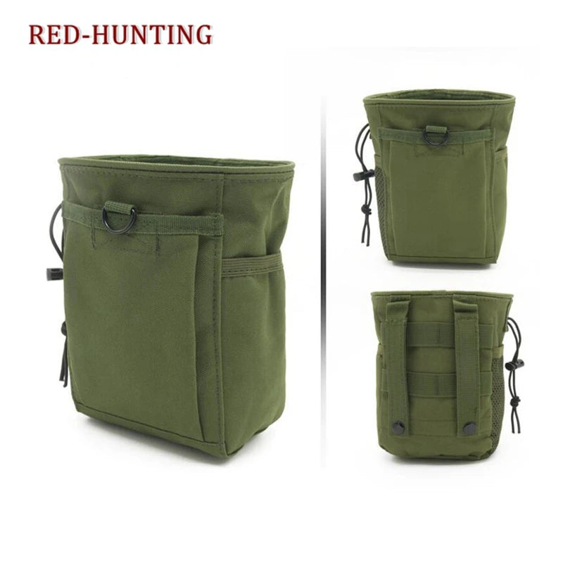 Tactical Molle Drawstring Magazine Dump Bag, Adjustable Belt, Practical Waist Bag, Hip Leather Case Bag, Outdoor Ammunition Bag