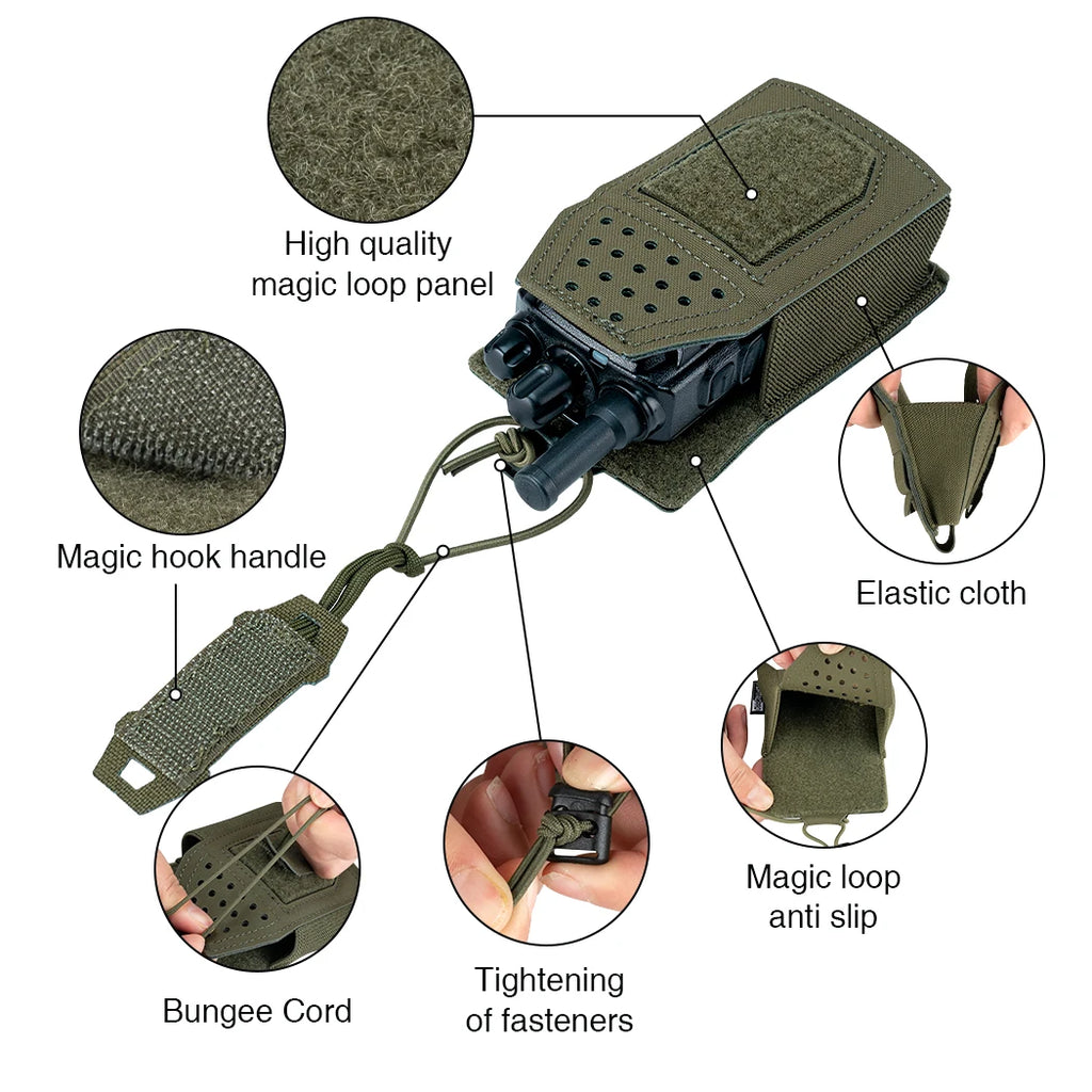 TOPTACPRO Tactical Radio Holster Molle Pouch Universal Radio Holder For Walkie Talkie Adjustable Storage Magazine Pouch 8524