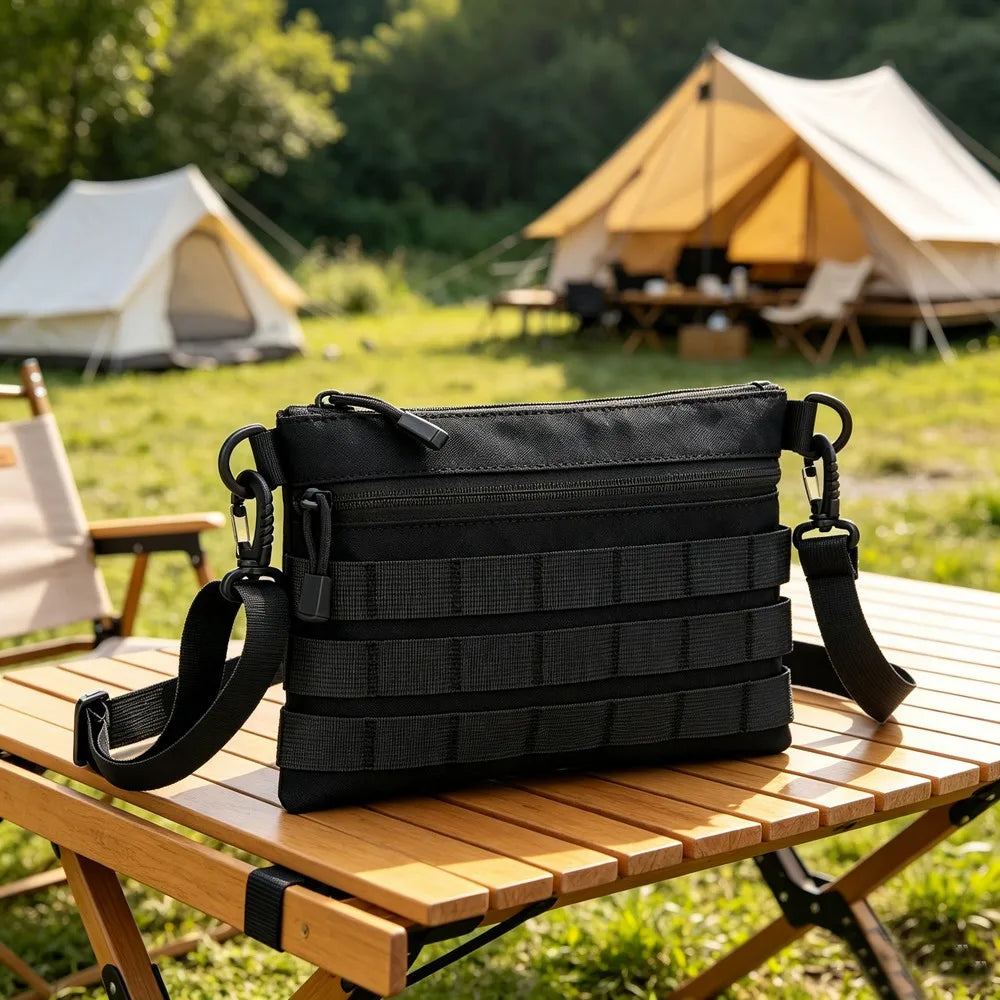 Tactical MOLLE Crossbody Bag 600D Nylon EDC Sling Shoulder Bag with Modular Webbing for Outdoor Hiking Daily Travel