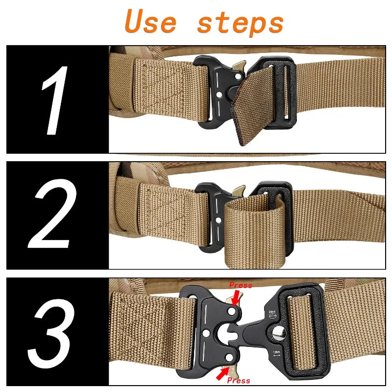 Outdoor Hunting Adjustable Padded Breathable Tactical Belt Multi-Function Buckle Nylon High Quality Outdoors Sport Canvas Belt