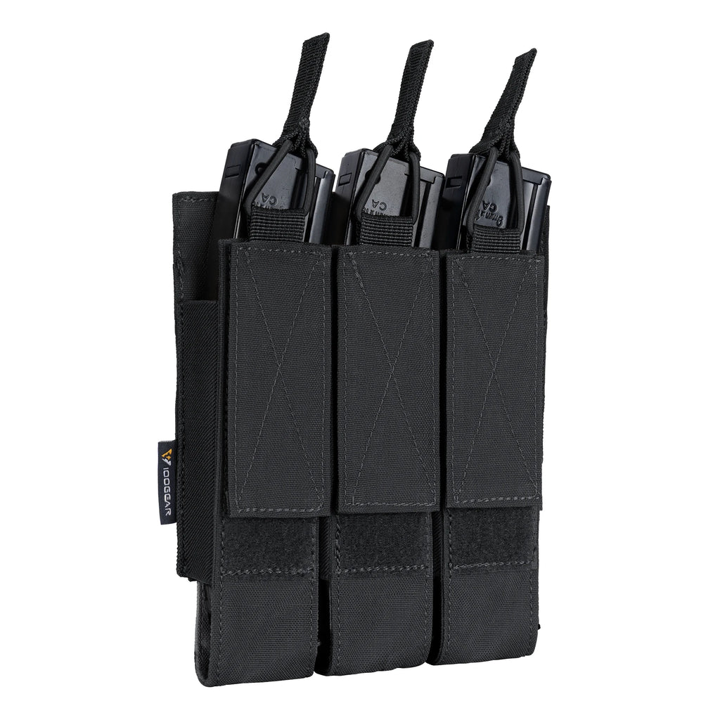 IDOGEAR Tactical Triple Magazine Pouch Mag Carrier MOLLE for Submachine Open Top  Mag Holder  3576