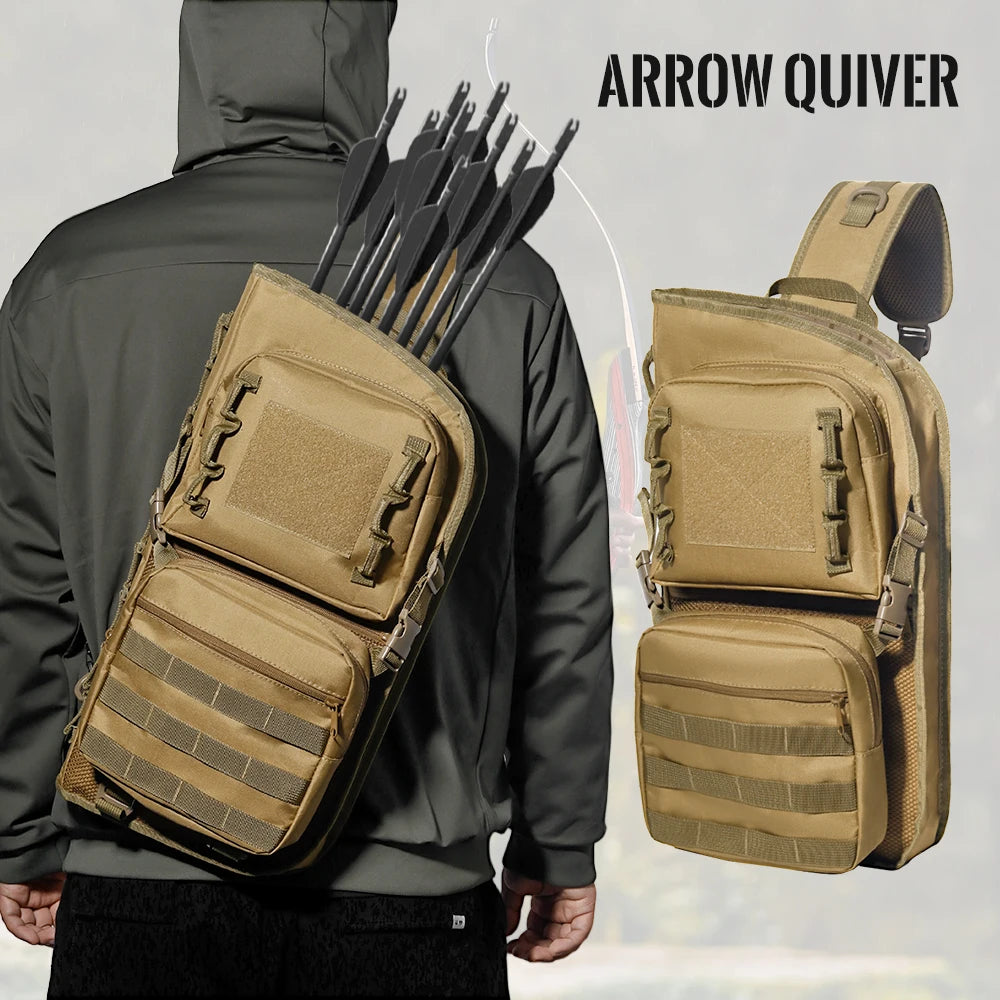 Tactical Archery Arrow Quiver Backpack Large Capacity Nylon Breathable Bag for Outdoor Hunting Hiking Target Practice