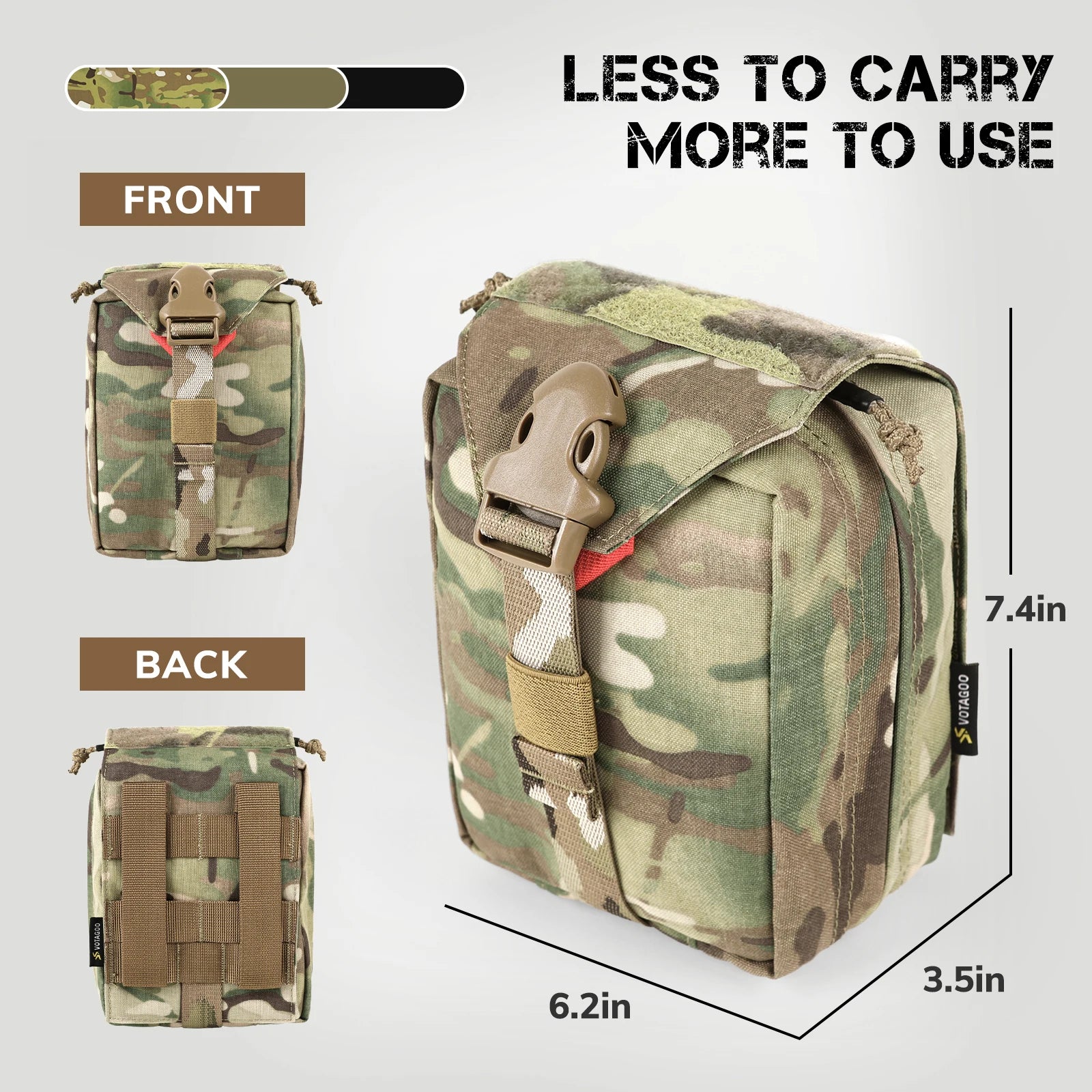 VOTAGOO Tactical Quick-Release Medical Pouch Vertical Utility Pouch EDC Molle Pouch First Aid Bag Outdoor