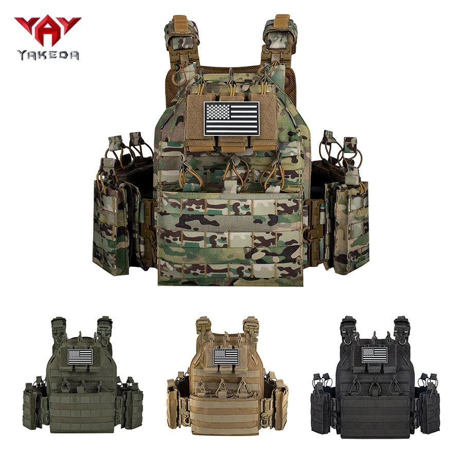 YAKEDA wear-resistant nylon multifunctional triple pack hunting vest hidden design large capacity main compartment