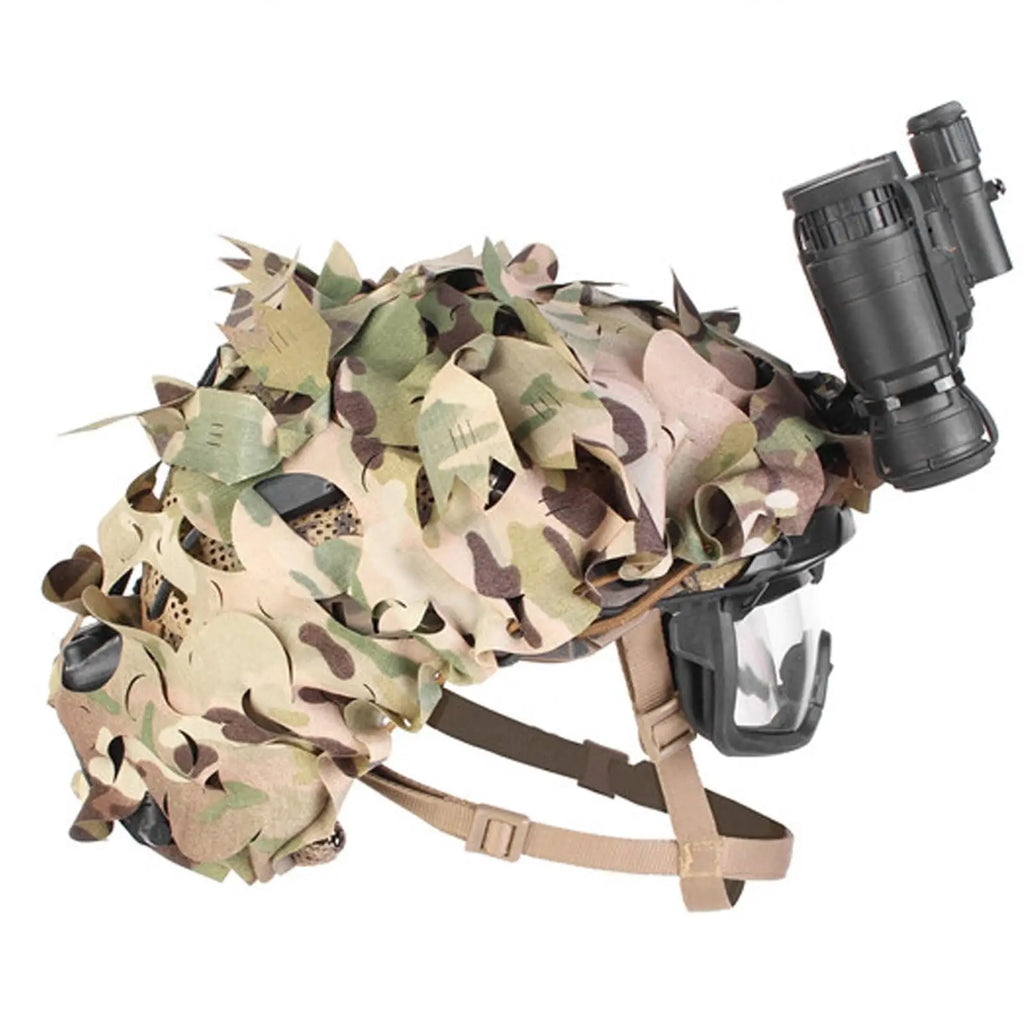 Tactical Helmet Kit Airsoft FAST 3D Leafy Camouflage Helmet Set with NVG Dummy Model Goggles for CS Paintball Hunting Shooting