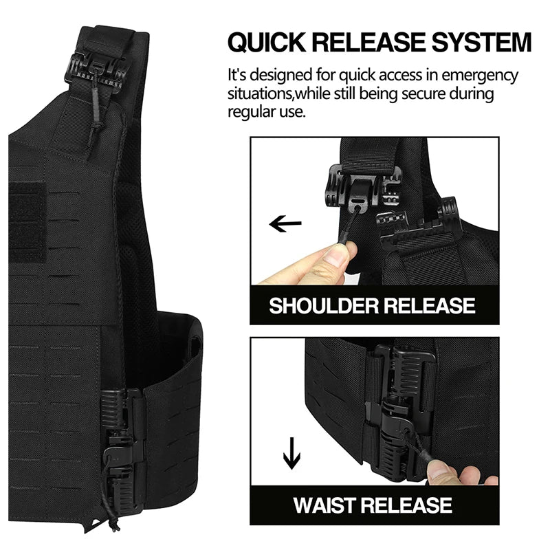 Artex Tactical Vest Quick release 1000D Nylon modular cutting tactical hunting vest Black Lightweight Weighted Vest