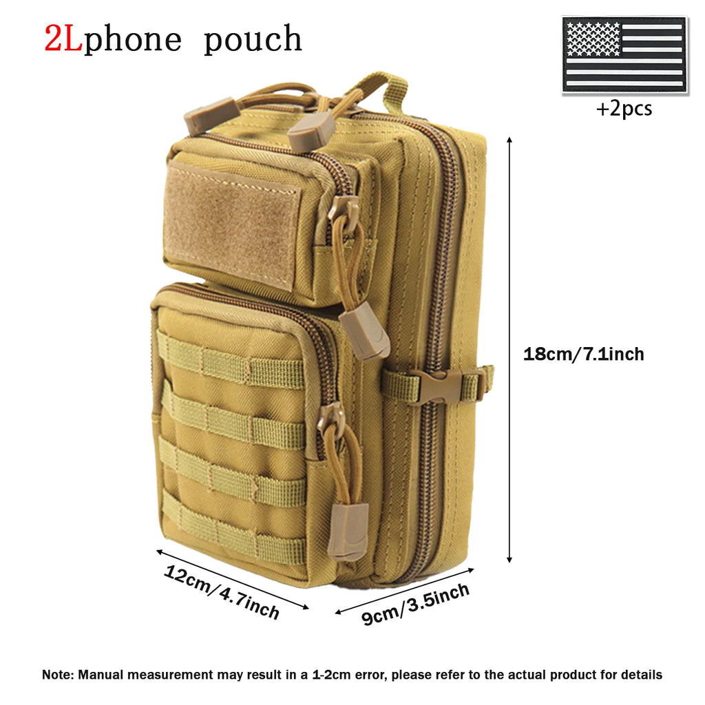 Outdoor crossbody bag with widened and adjustable shoulder straps, supporting hand-held, waist hanging, and backpack hanging