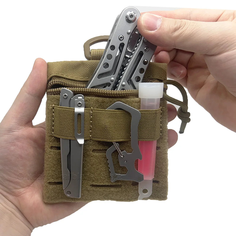Tactical Micro Molle Pouch with Hook and Loop D Buckle Portable Storage Bag Wallet EDC Tools Hunting Vest Bag Accessory Pouch