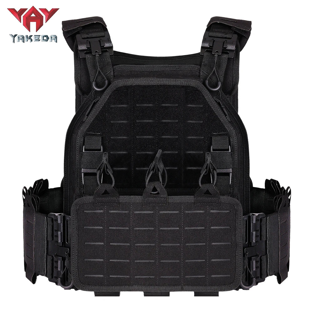 YAKEDA Tactical Outdoor Vest Quick Release Airsoft Vest for Men Adjustable Breathable Combat Training Vest with Hook and Loop