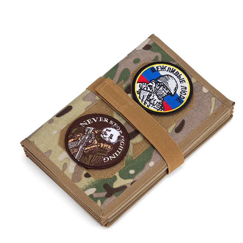Patch Display, Foldable Tactical Patch Board Panel Holder Booklet Organizer for Hook & Loop Patch, Flag Patch, Morale Patch, Mil