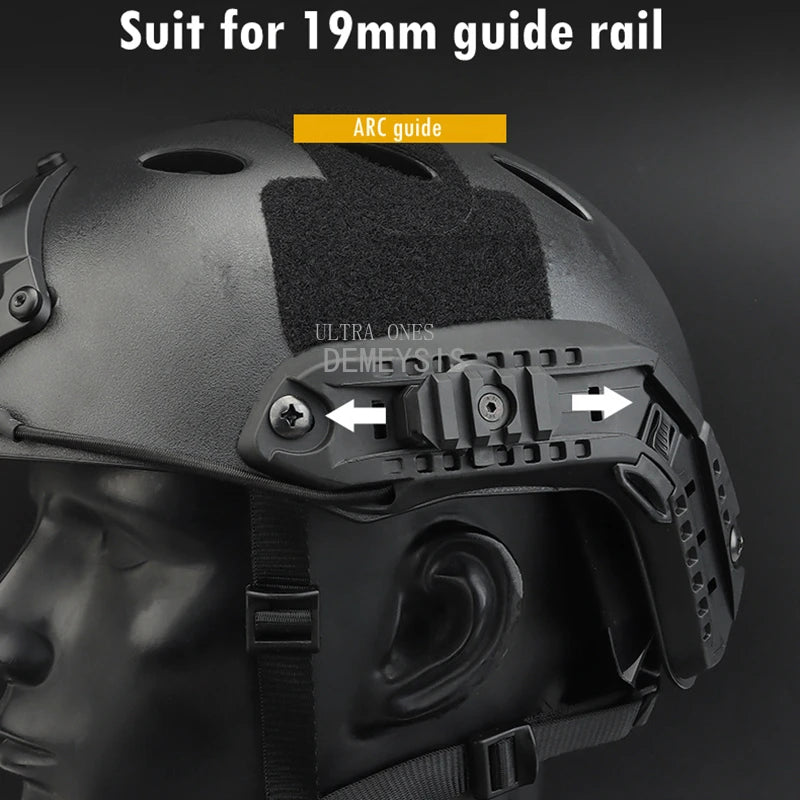 Tactical Helmet Side Guide Rails Adjustable Fast Helmets Mount Adapter 360 Degrees Outdoor Hunting Wargame Helmets Accessory