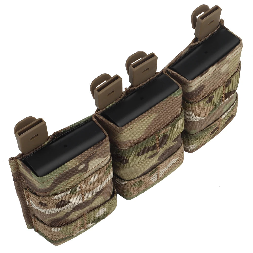 Tactical Medium FAST 5.56 Triple Mag Pouch Molle System with Kydex Clamps for Plate Carrier Airsoft M4 AR15 MAG Pouches