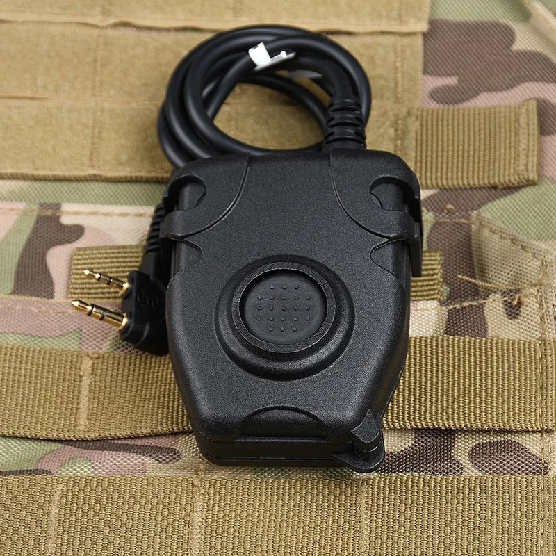 WADSN Tactical PTT Push-Talk Button C2 Headset CII III Headphone With Motorola Kenwood Icom Midland Plug fit for Baofeng Radio