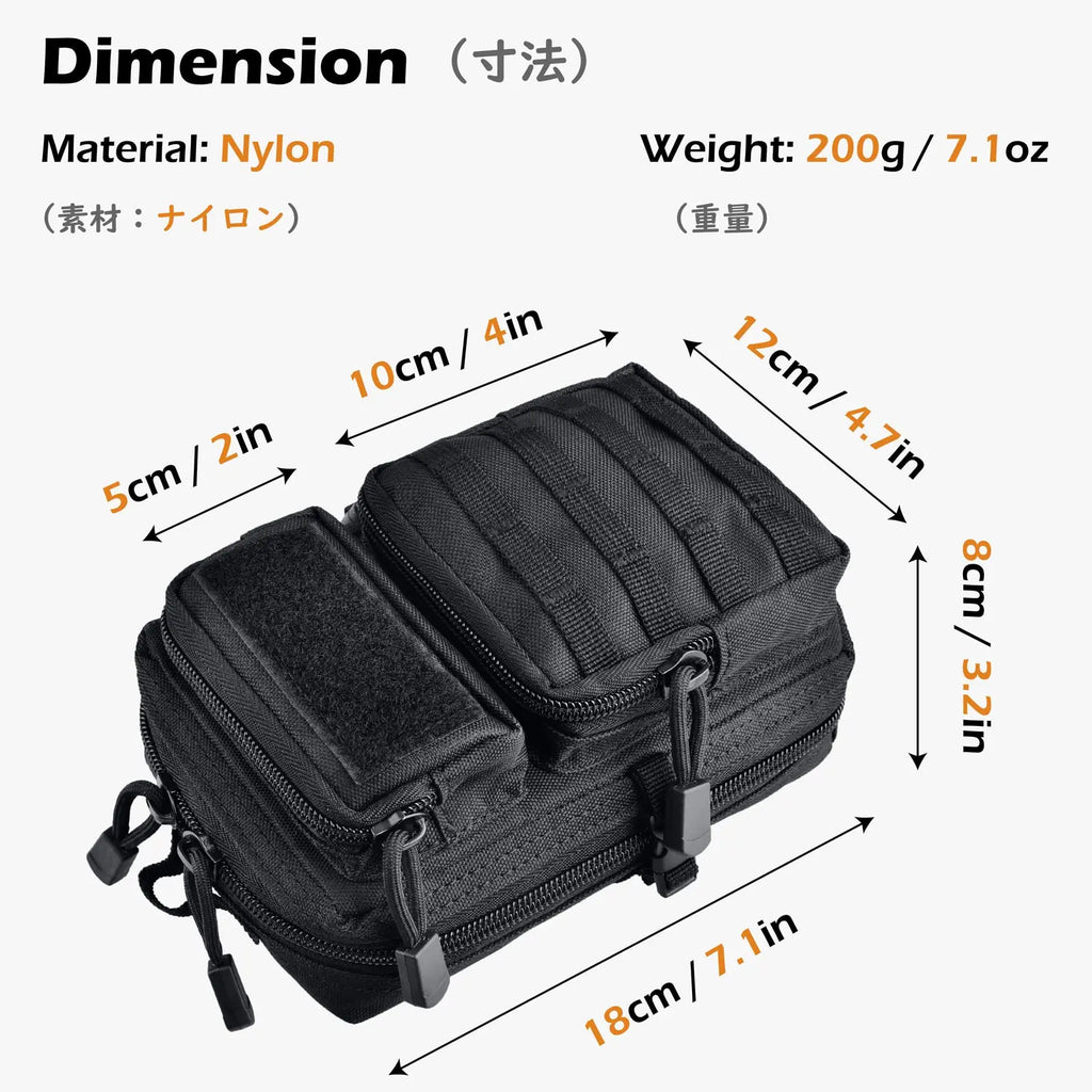 Tactical Molle Utility Pouch, Phone Tool Waist Bag Medical EDC IFAK Pack Mini Design of 3-Day Backpack for Hiking Fishing
