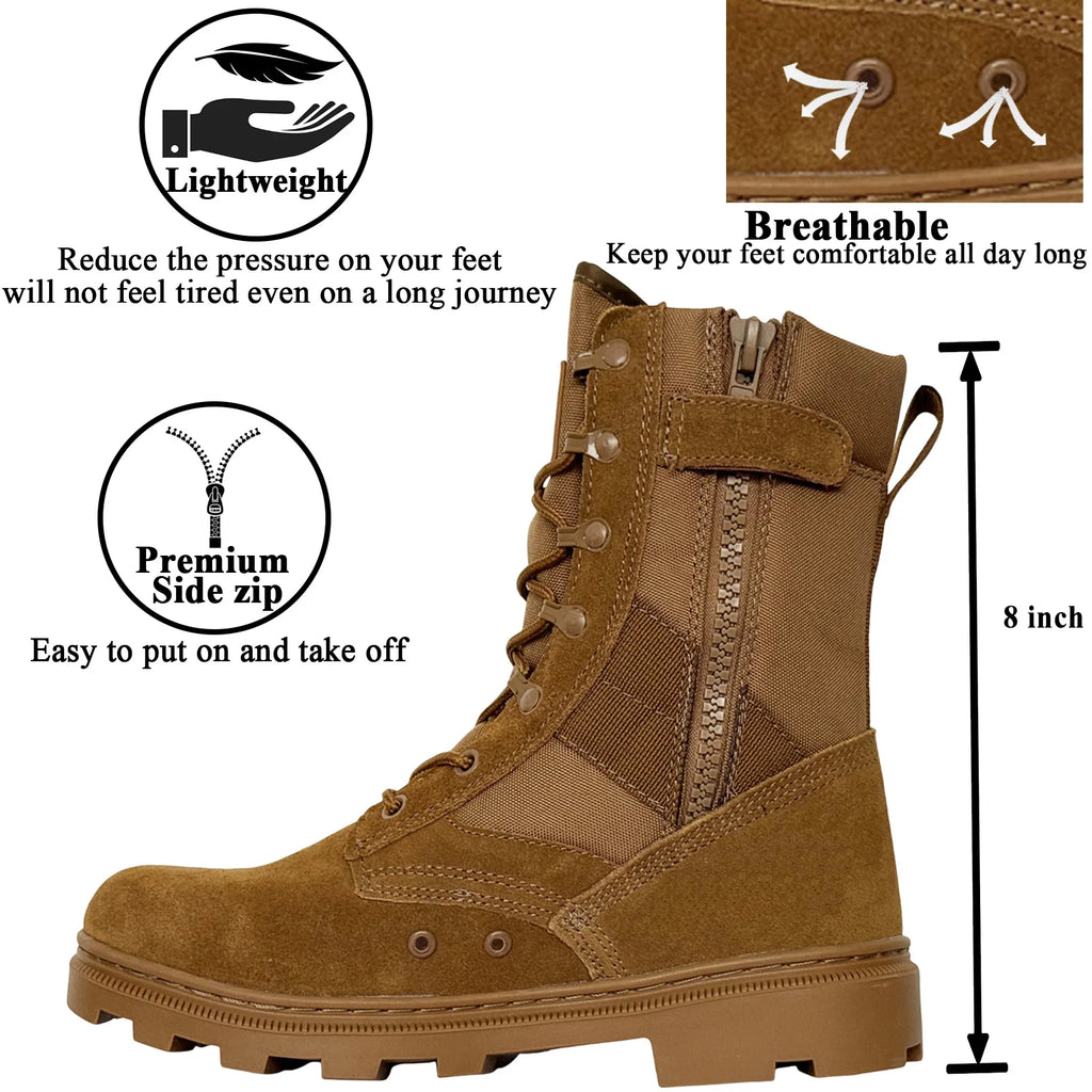 LAHORS® Original Man Tactical Boots With Zip Combat Training Lace Up Waterproof Outdoor Hiking Breathable Shoes