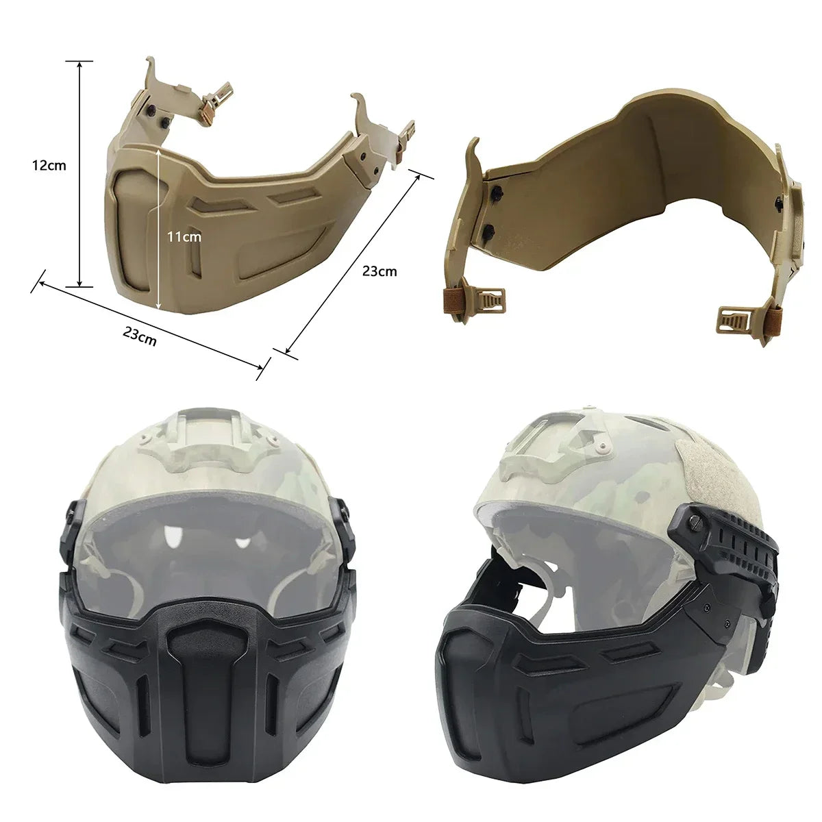 Tactical FAST Helmet Half Face Mask With Flip Goggles Outdoor CS Games Airsoft Paintball Hunting Mask Helmet Accessories
