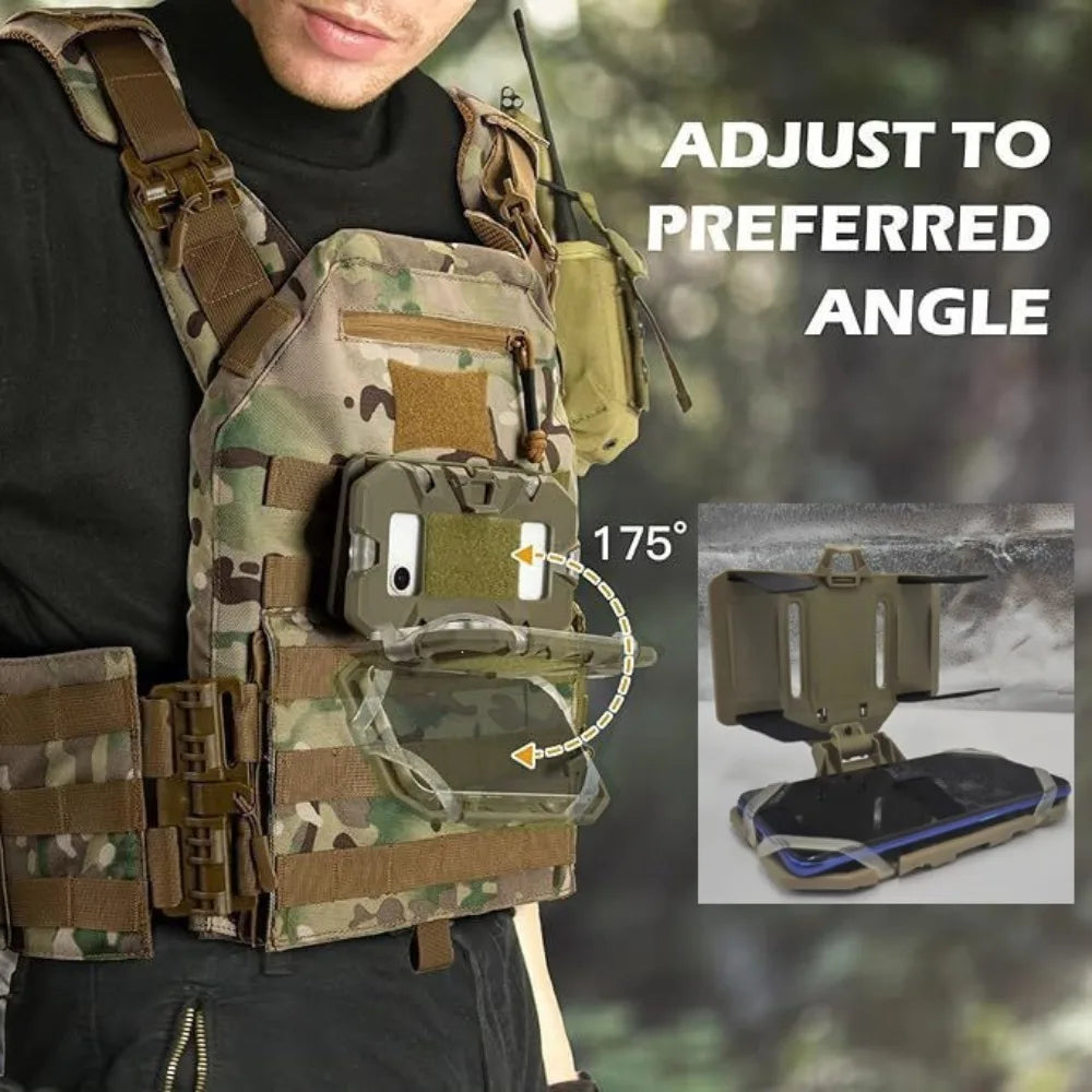 Tactical Phone Holder MOLLE System Foldable Mobile Phone Back PlateTactical Vest Outdoor Hunting Camping Phone Mount Bracket