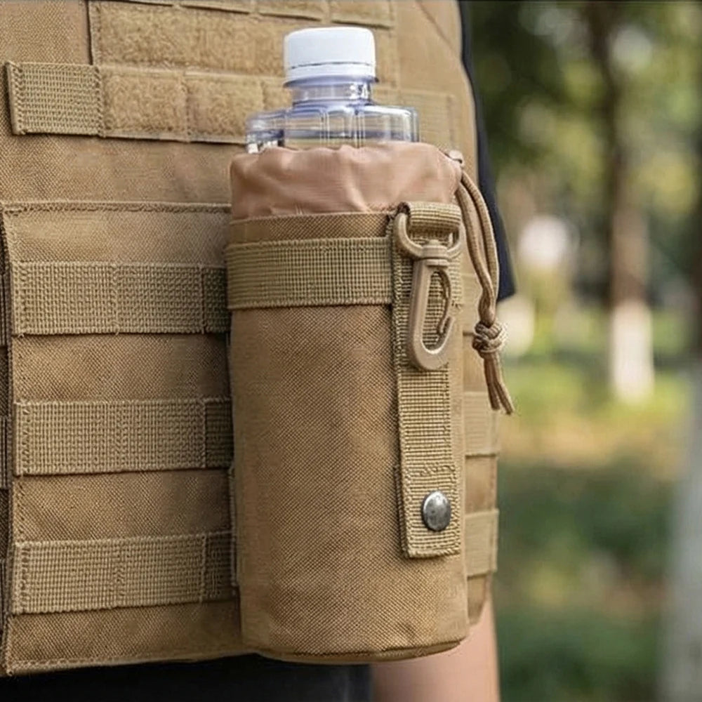 Tactical MOLLE Water Bottle Pouch 600D Nylon Drawstring Water Bottle Holder Bag for Outdoor Hiking Camping Hunting Travel