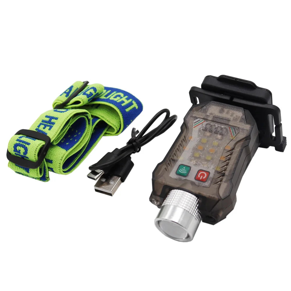 New USB Charging Tactical FAST MICH Helmet Light Signal Light Sensor Headlamp Outdoor LED Hunting Fishing Headlight