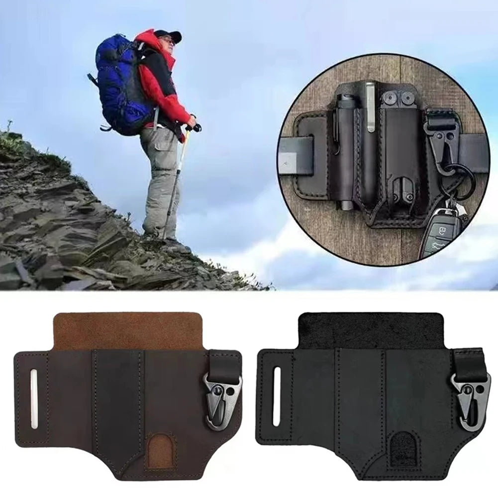 1Pc Tactical Multi-tool Belt Leather Case Outdoor Camping Hunting Waist Bag Portable Storage Bag Outdoor Tool Outdoor Tool Kit