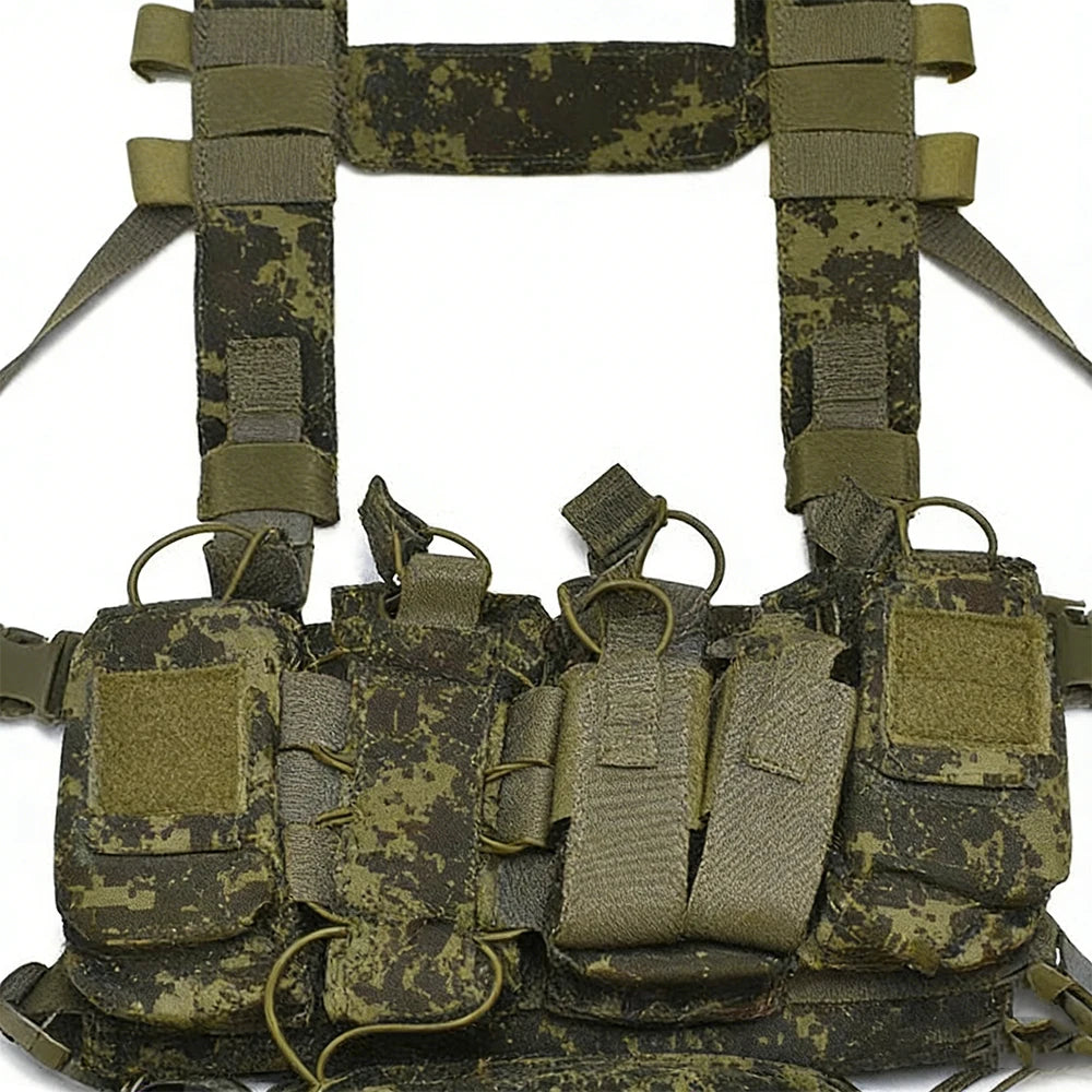 Tactical Chest Rig Vest MOLLE Modular EMR Camouflage Lightweight Chest Hanging Bag Airsoft Combat Vest Set for Hunting Shooting