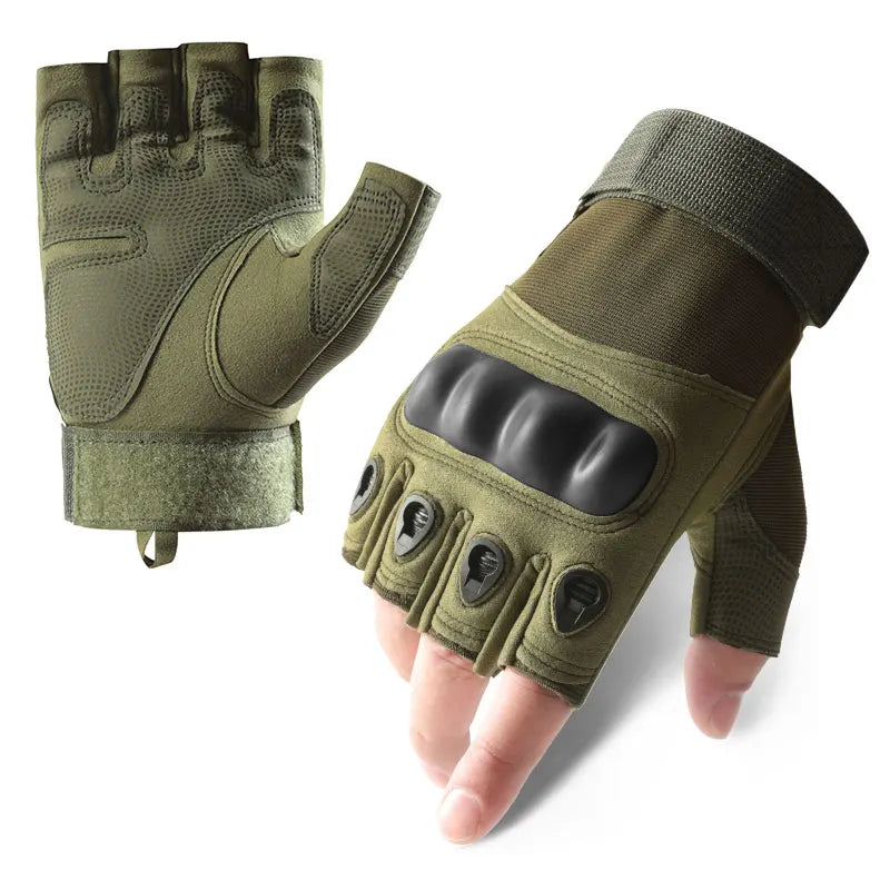Men Half Finger Tactical Gloves Knuckle Protection Anti‑Slip Breathable for Riding Climbing Camping Outdoor Sports Gloves