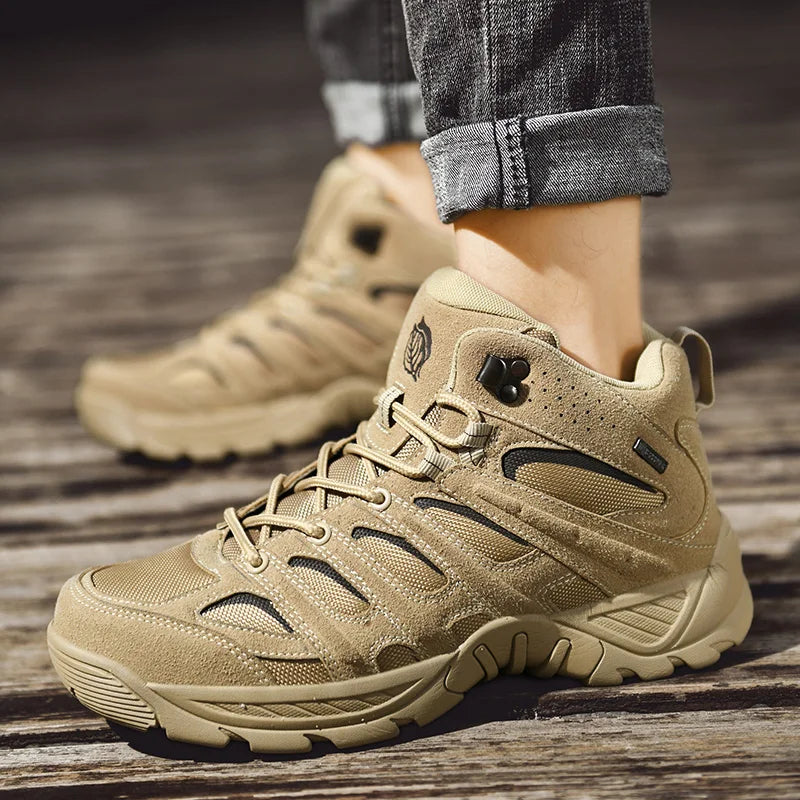Men Tactical Boots Outdoor Climbing Shoes Ankle Hunting Boots Brand Desert Boots Waterproof Plus Size Casual Army Hiking Shoes