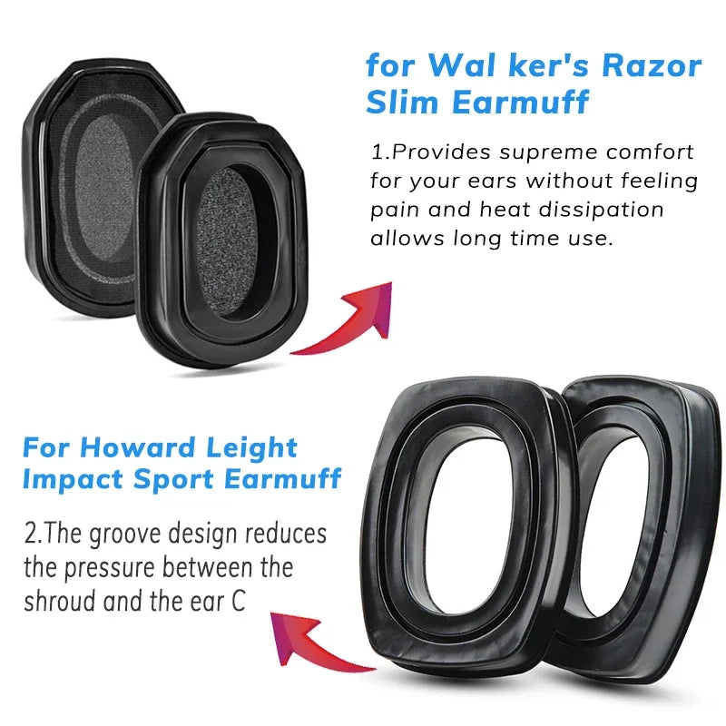 Replacement Silicone Gel Ear Pads Cover Compatible with Walkers Razor/Howard Leight Honeywell Impact Earmuffs