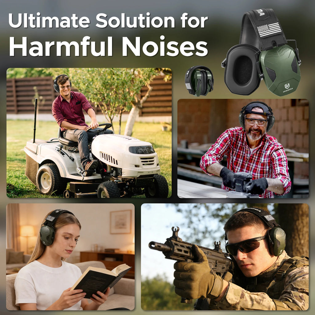 Ear Protection Safety Earmuffs for Shooting, NRR 27dB Noise Reduction Slim Passive Hearing Protector with Low-Profile Earcups