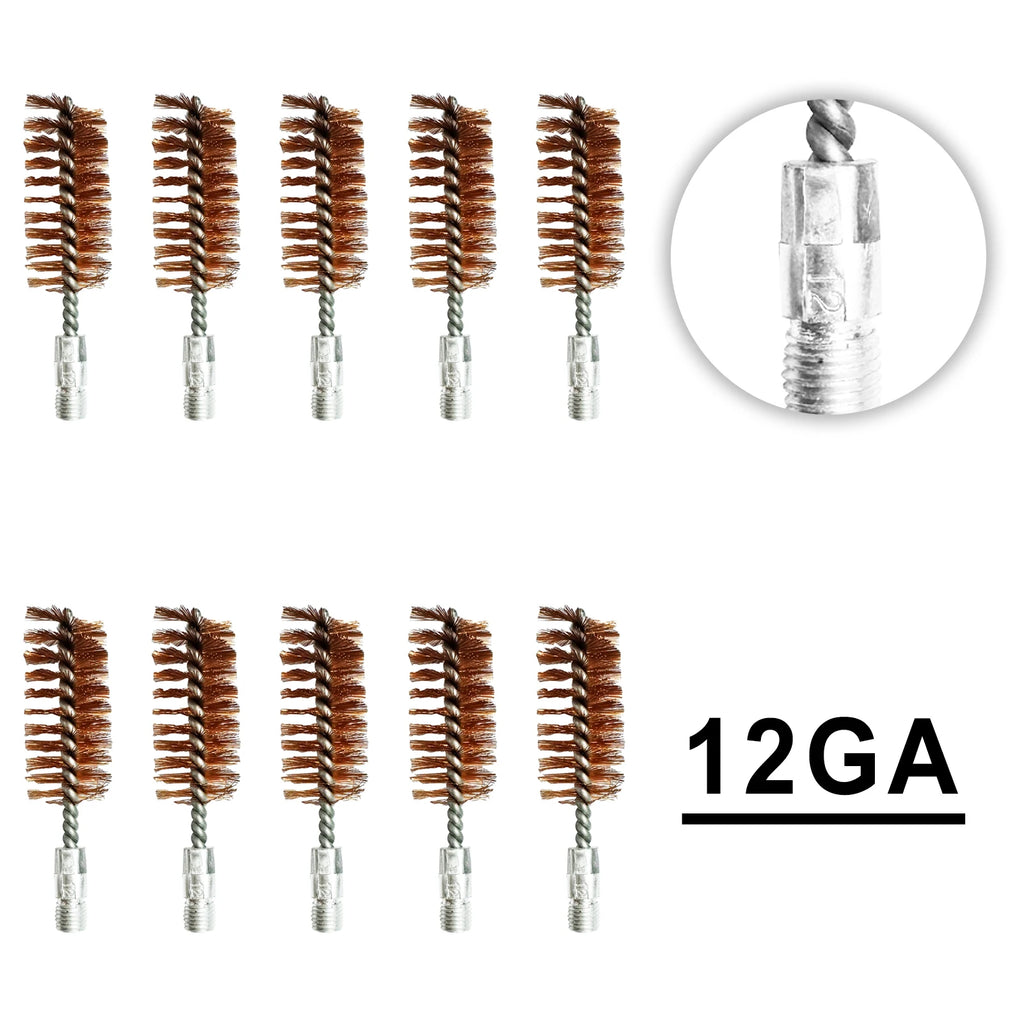 10 Pack Bronze Bore Brush 12GA .17Cal .22Cal 9mm Cleaning Brush for Pistol Rifle Cleaning Kit Thread 5-40 8-32 5/16-27