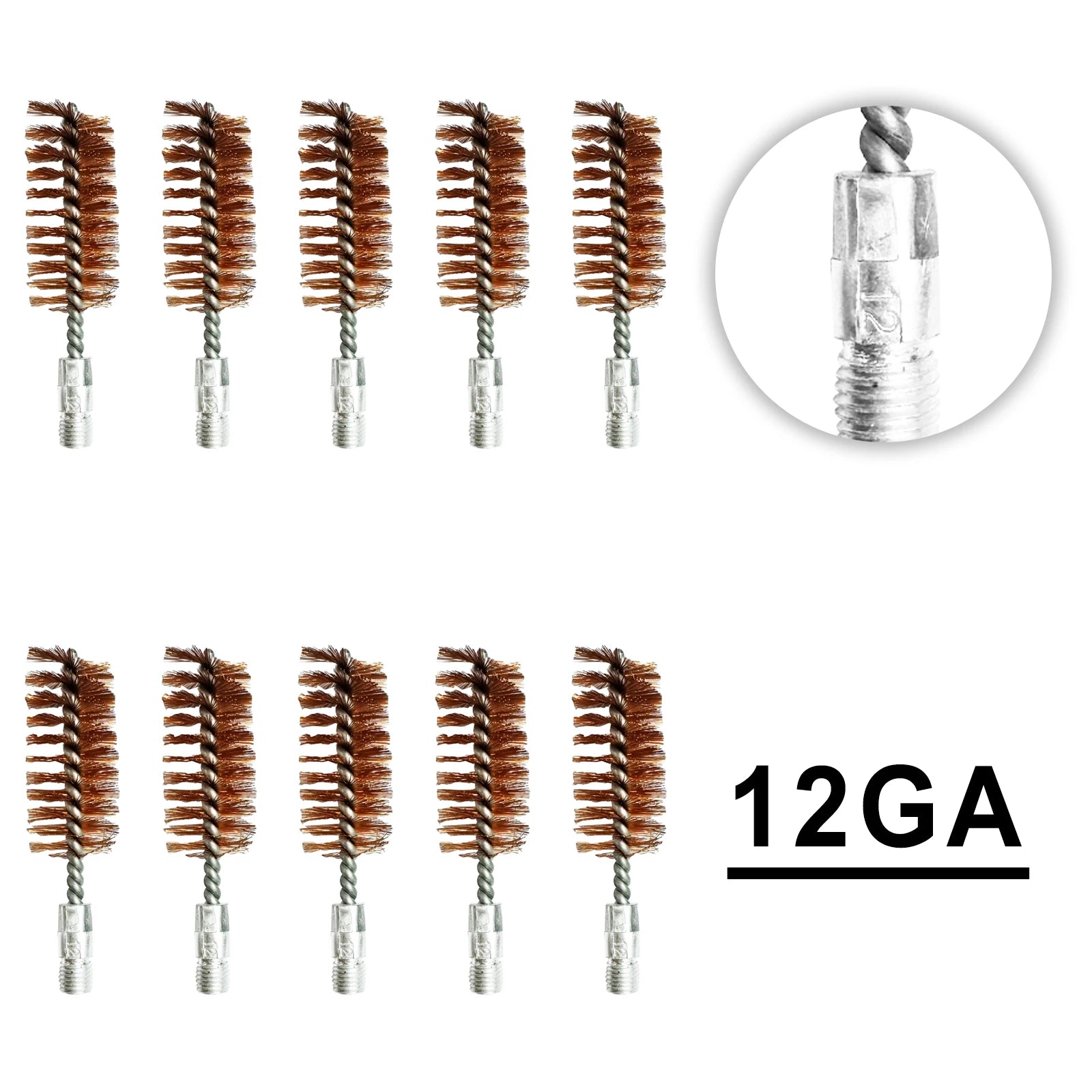 10 Pack Bronze Bore Brush 12GA .17Cal .22Cal 9mm Cleaning Brush for Pistol Rifle Cleaning Kit Thread 5-40 8-32 5/16-27
