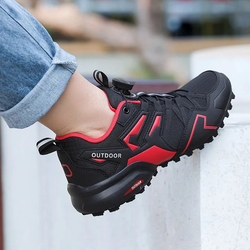Durable Leather Hiking Shoes Men Lace Up Outdoor Trekking Sneakers Climbing Hunting Tactical Sports Shoes