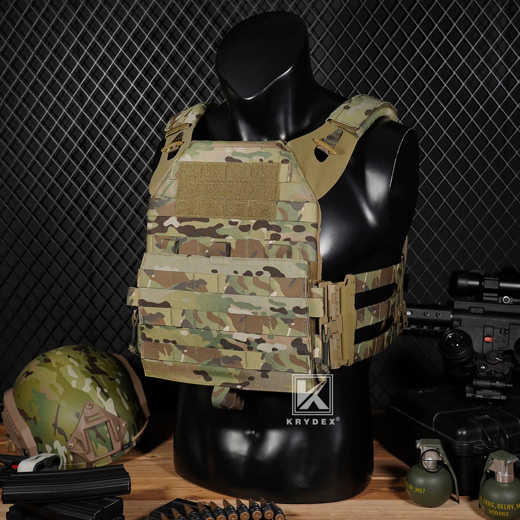 KRYDEX 500D Tactical JPC 2 Vest Plate Carrier With Detachable MOLLE Front Panel Airsoft Paintball Quick Release Vest