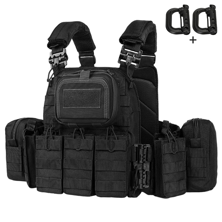 Outdoor Hunting Vest Multi Specification Tool Kit+Water Bag Storage+Magic Sticky Area MOLLE System Modular Expansion