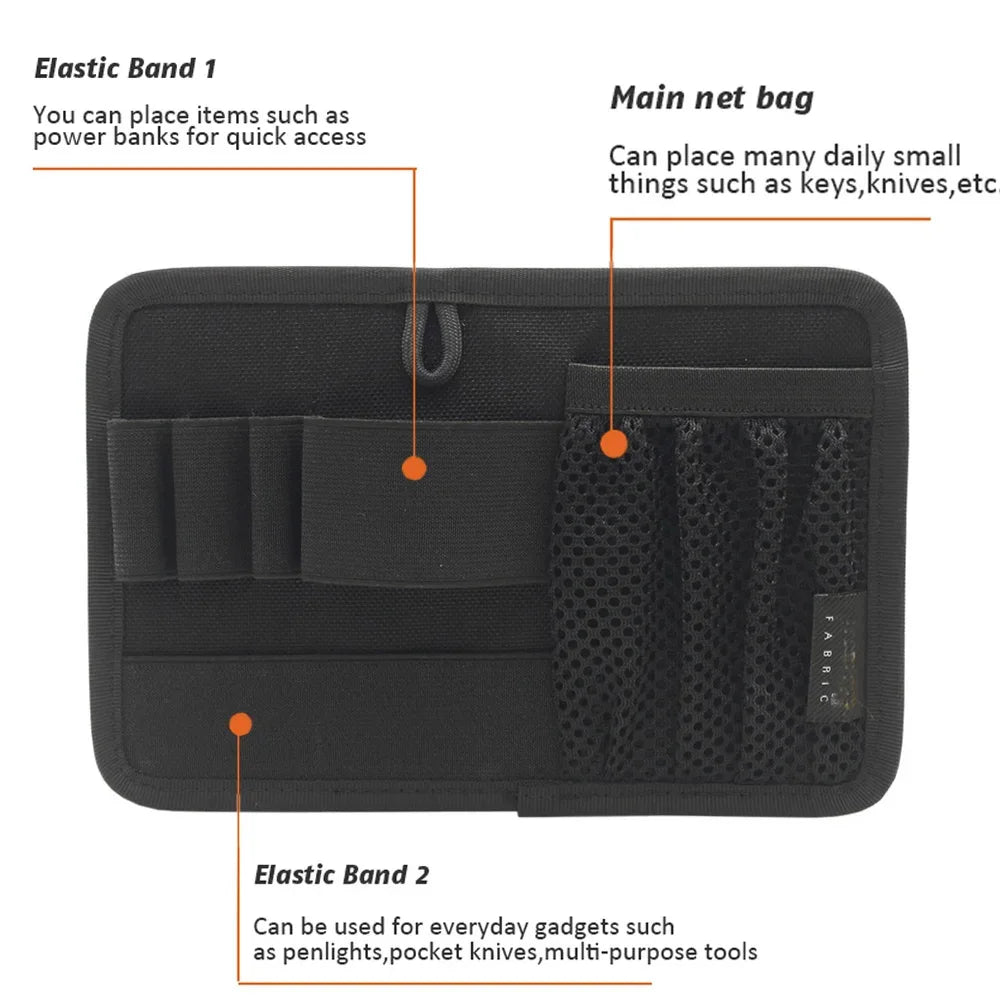 VULPO Tactical Hook Fasteners Pouch Bag Backpack Insert Pouch EDC Storage Mesh Pouch Organizer Panel Key Holder Battery Pouch