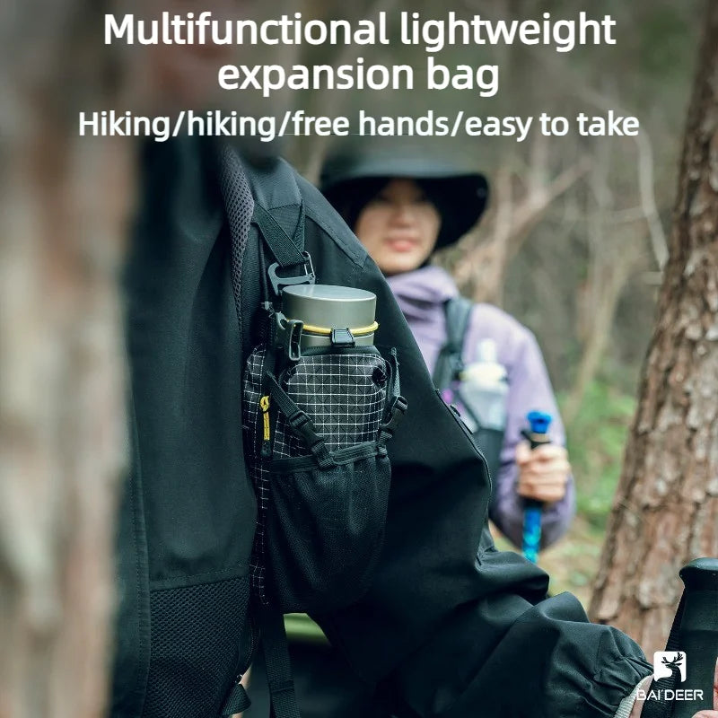UHMWPE Outdoor Backpack Extension Pouch Phone Water Bottle Holder MOLLE Attach Bag with Extra Shoulder Strap for Hiking Trekking