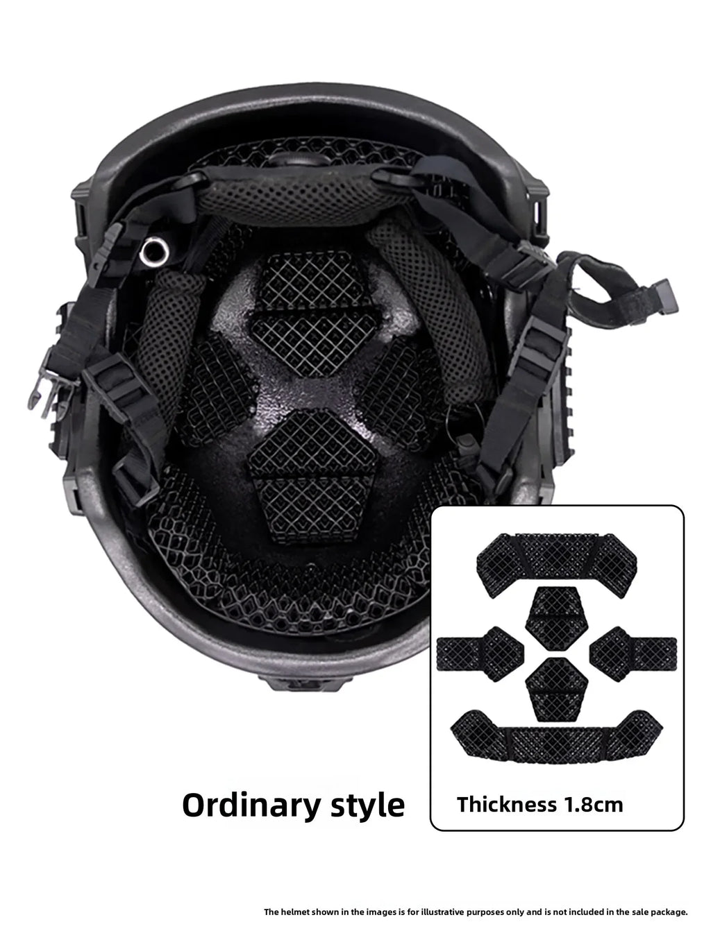 Tactical Helmet 3D-Printed Honeycomb Polymer Liner Pad, 2.5 cm Thick, Breathable and Comfortable for Outdoor Sports, Highly Elas