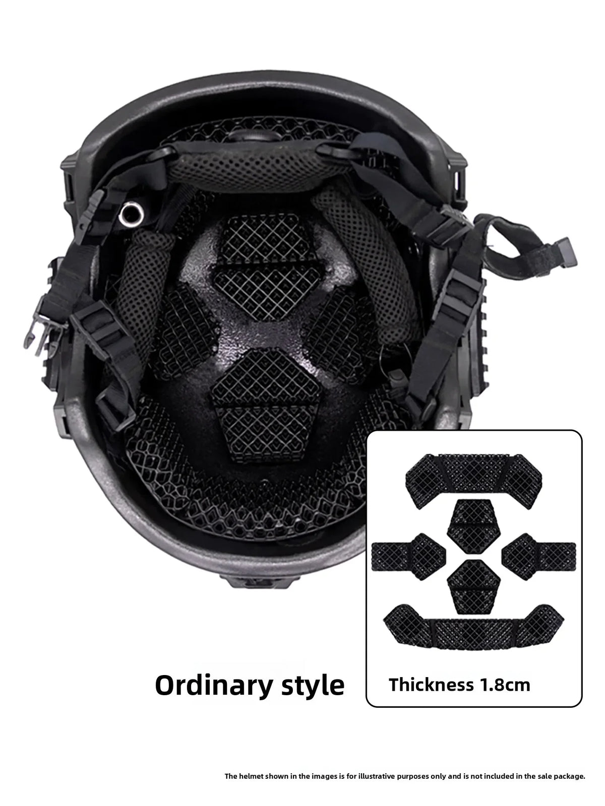 Tactical Helmet 3D-Printed Honeycomb Polymer Liner Pad, 2.5 cm Thick, Breathable and Comfortable for Outdoor Sports, Highly Elas