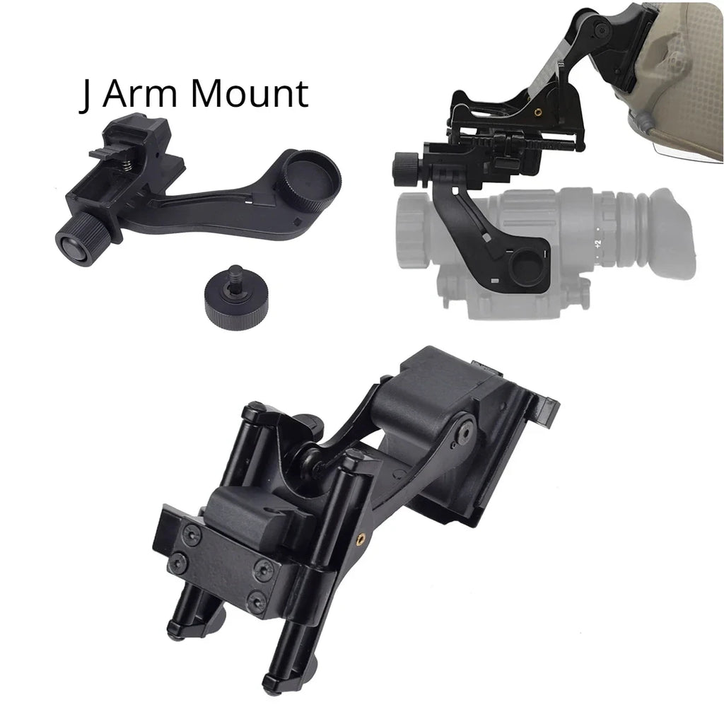 BOOIU J Arm Night Vision Mount for AN/PVS-14 Monocular NVG Dovetail Night Vision Scope Tactical Fast Helmet Mount J Arm Adapter