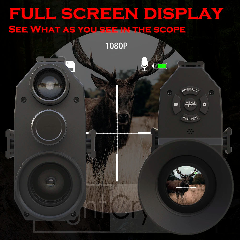 Megaorei 4B NK007 Plus 1080P Tactical Night Vision Scope Attachment Hunting IR Camera with HD OLED Screen & Ajustable Crosshairs